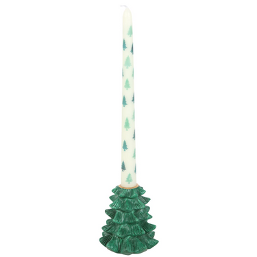 Green Fir Tree Candle Holder & Taper Candle