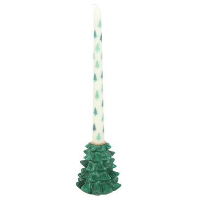 Green Fir Tree Candle Holder & Taper Candle