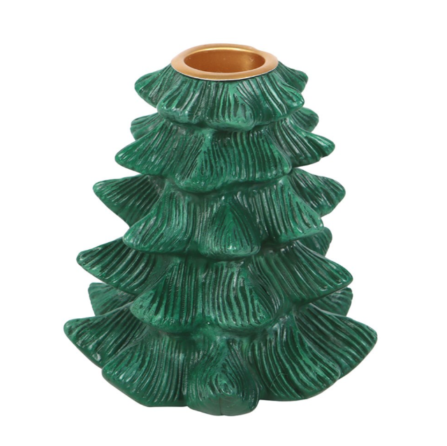 Green Fir Tree Candle Holder & Taper Candle
