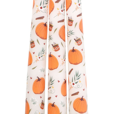 Set of 3 Harvest Moon Pumpkin Taper Candles