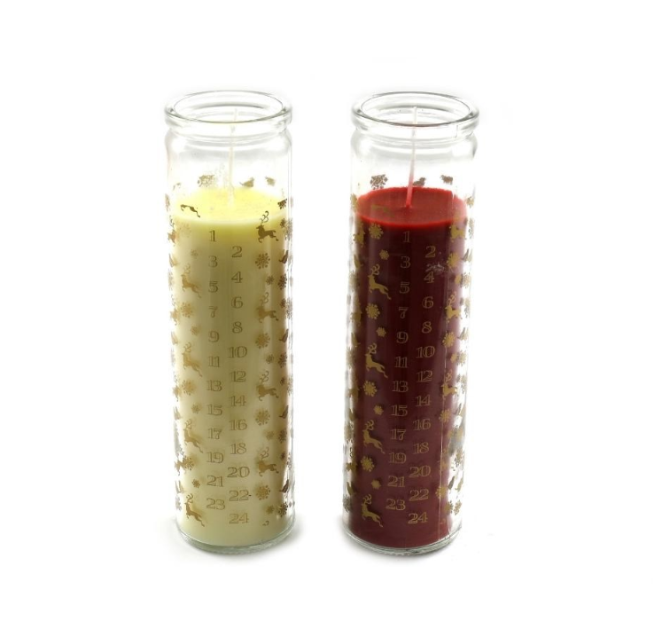 Set of 2 Advent Candles Red & White