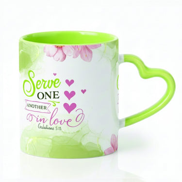 Heart Handle Mug – Serve one another in love