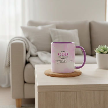 With God All Things Are Possible Mug- Pink