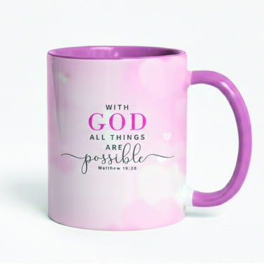 With God All Things Are Possible Mug- Pink