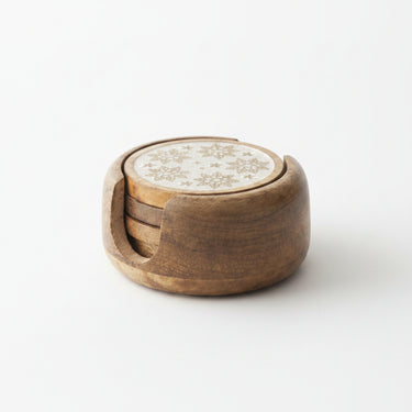 Snowflakes Wooden Coaster Set