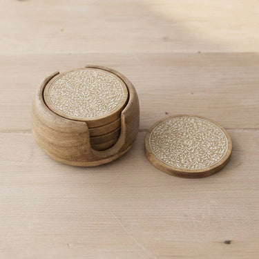 Snowflakes Wooden Coaster Set
