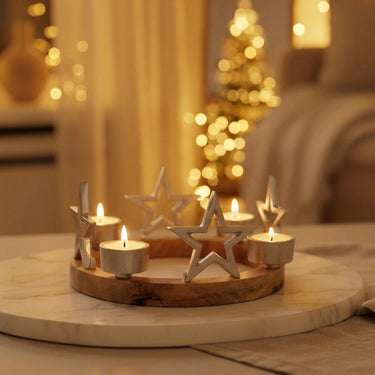 Wooden Tea Light Holder - Stars