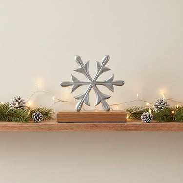 Snowflake Christmas Ornament on Wooden Base