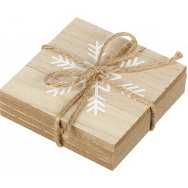 Snowflakes Wooden Coaster Set
