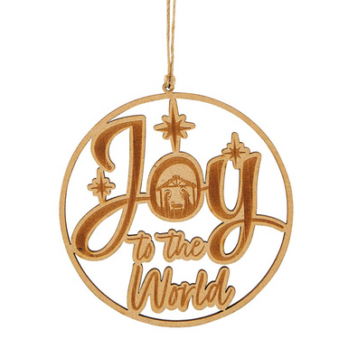Joy to the World Wood Christmas Ornament