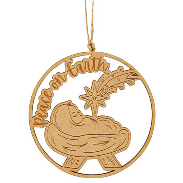 Peace on Earth Wood Christmas Ornament