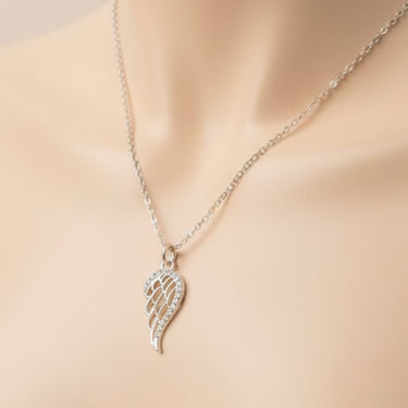 Guardian Angel Silver Plated Sparkle Wing Necklace