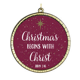 Begins with Christ Small Glass Ornament