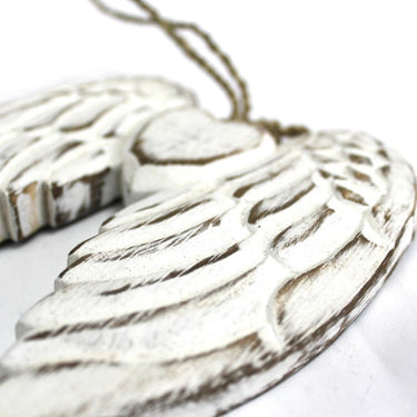 Hand Crafted Double Angel Wing & Heart - 24cm