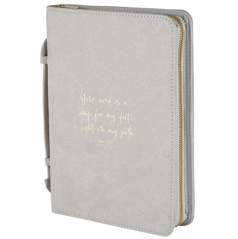 Suede Bible Cover - Psalm 119:105