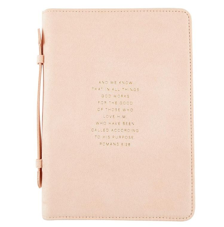 Suede Bible Cover - Romans 8:28