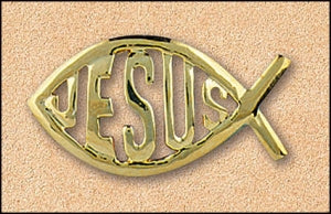 Gold Plated Jesus Fish Lapel Pin