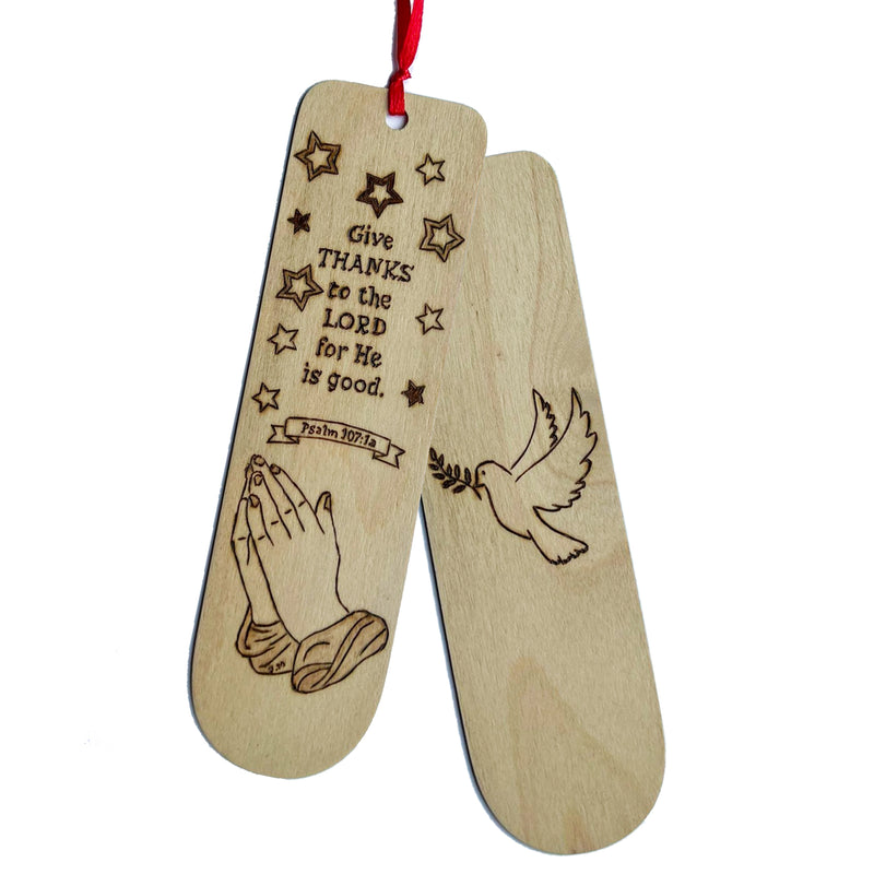 Wooden Bookmark- Give Thanks to The Lord