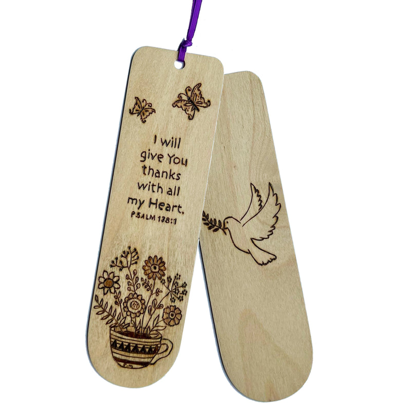 Wooden Bookmark- I Will Give you Thanks