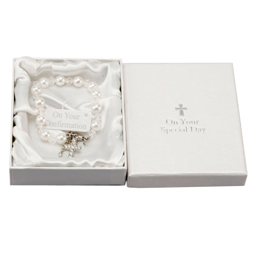 Boxed Confirmation Cross And Bead Bracelet