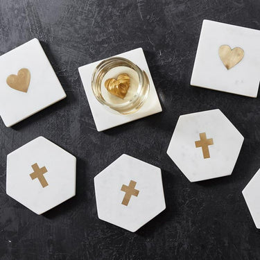 Marble Coasters Set - Cross