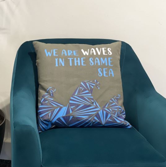 Cotton Cushion Cover - Waves