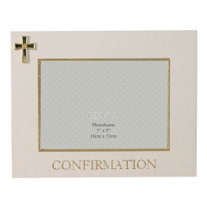 7" X 5" - LINEN LOOK FRAME CROSS ICON - CONFIRMATION