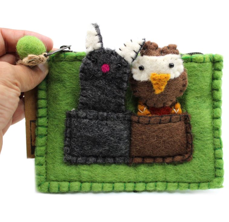 Finger Puppets with Pouch - Owl & Cat