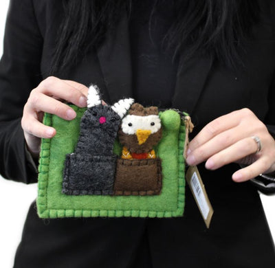 Finger Puppets with Pouch - Owl & Cat
