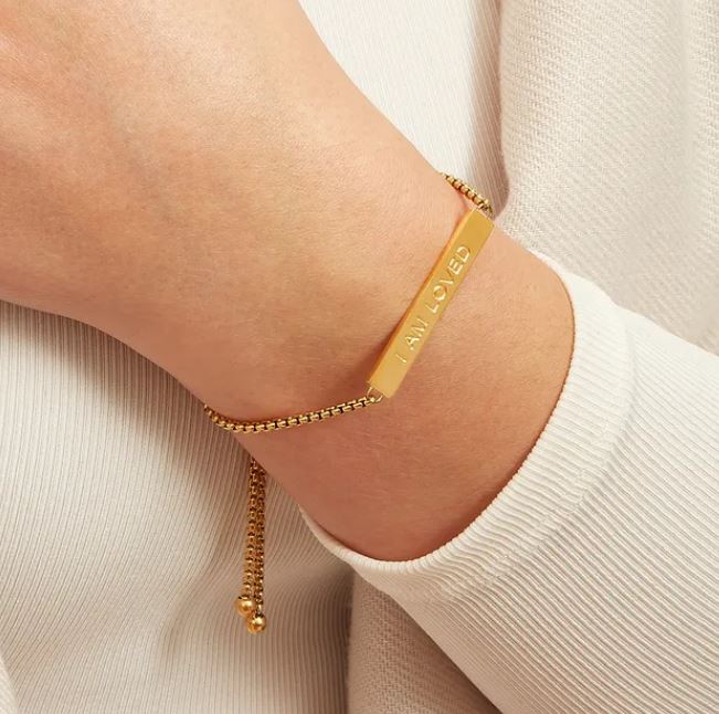 ‘I Am Loved’ Rope Bracelet 14ct Gold Plated