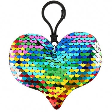 Heart Sequin Clip Keyring
