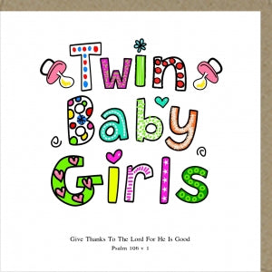 Greetings Card Twin Baby Girls