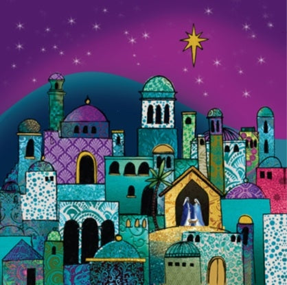 Bethlehem Purple Sky Christmas Cards (Pack of 10)