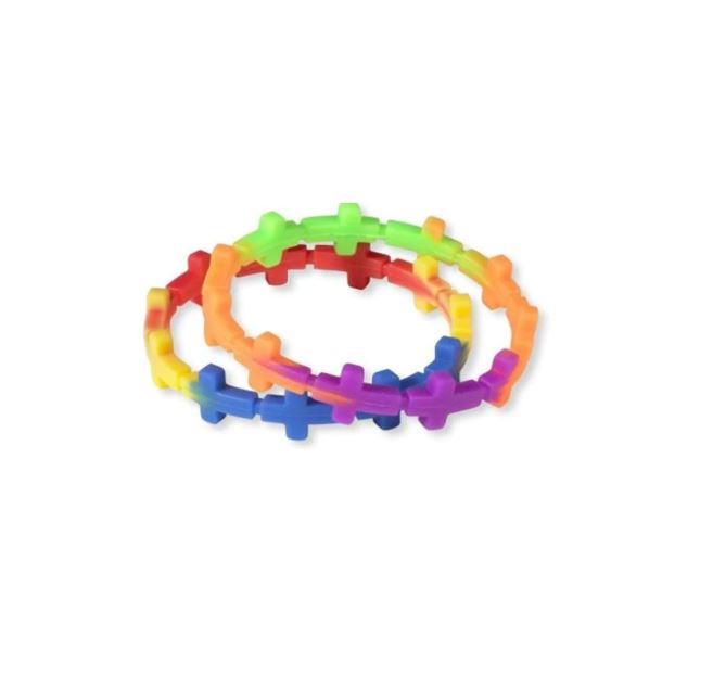 Red, Yellow & Blue Silicone Cross Bracelet