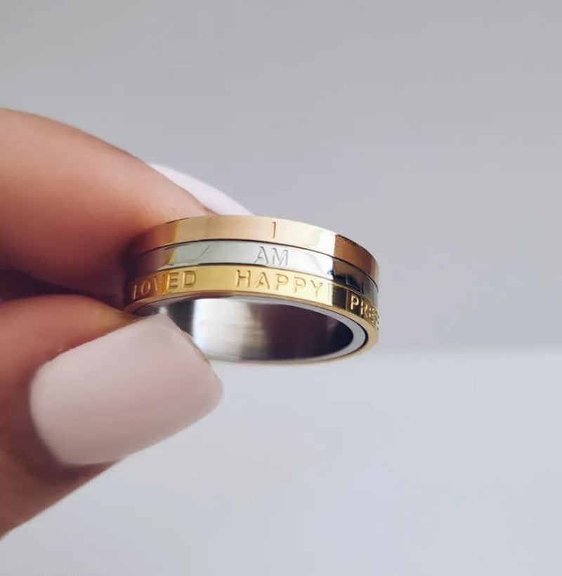Trio Colour Affirmation Spinner Ring- 18ct gold