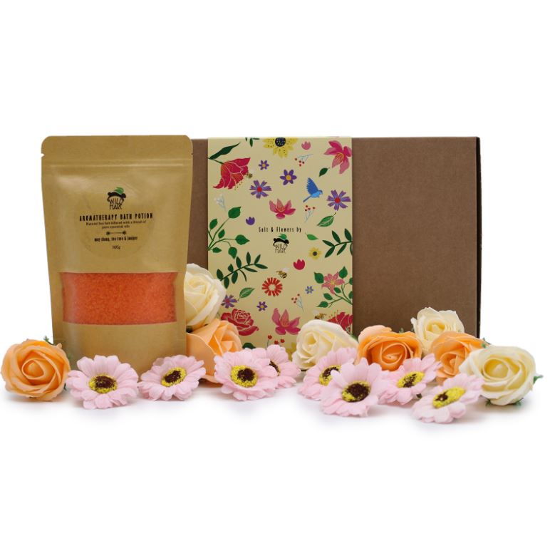 Bath Salt & Soap Flowers Gift set- Total Detox