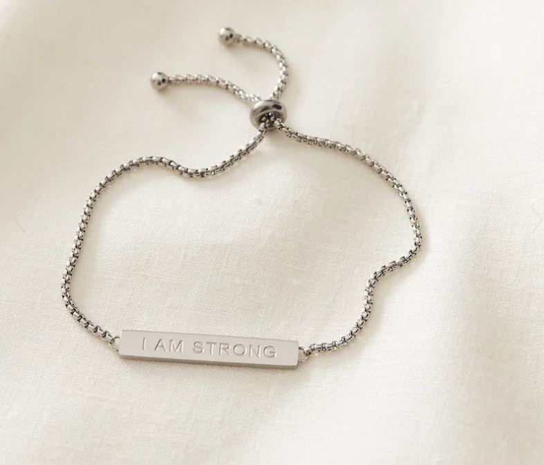‘I Am Strong’ Rope Bracelet Silver