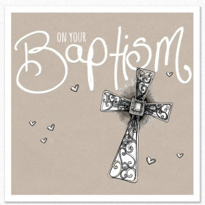 Tracey Russell Greetings Card Baptism Cross Card