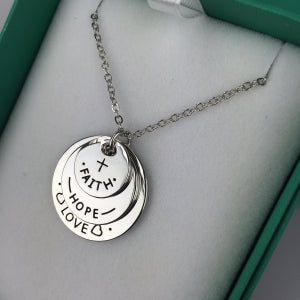 Faith Love Hope Triple Disk Necklace