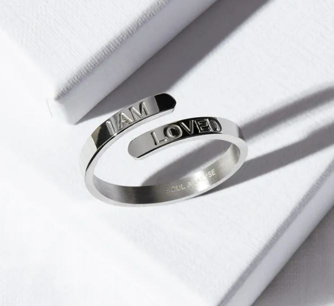 ‘I Am Loved’ Affirmation Ring Silver