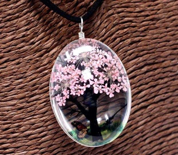 Tree of Life Jewellery Set - Pink Flowers