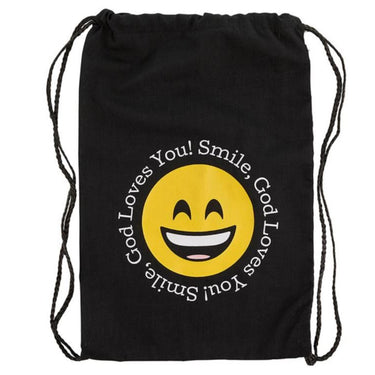 Smile! God Loves You Drawstring Backpack