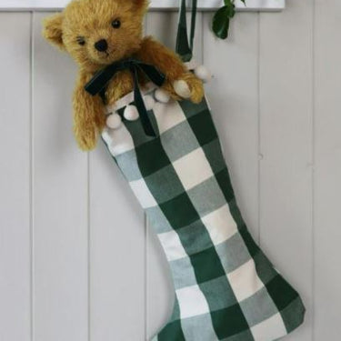 Christmas Stocking Green Gingham Check
