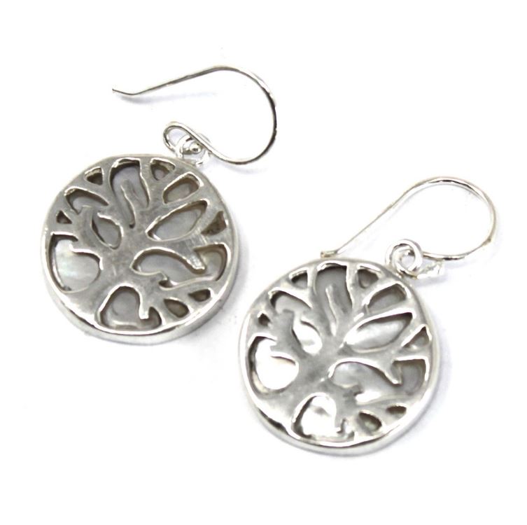 Tree of Life Silver Earrings- Mother of Pearl